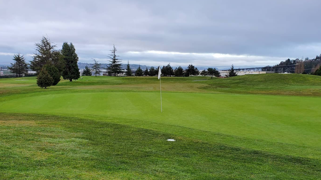 View of golf course with flag